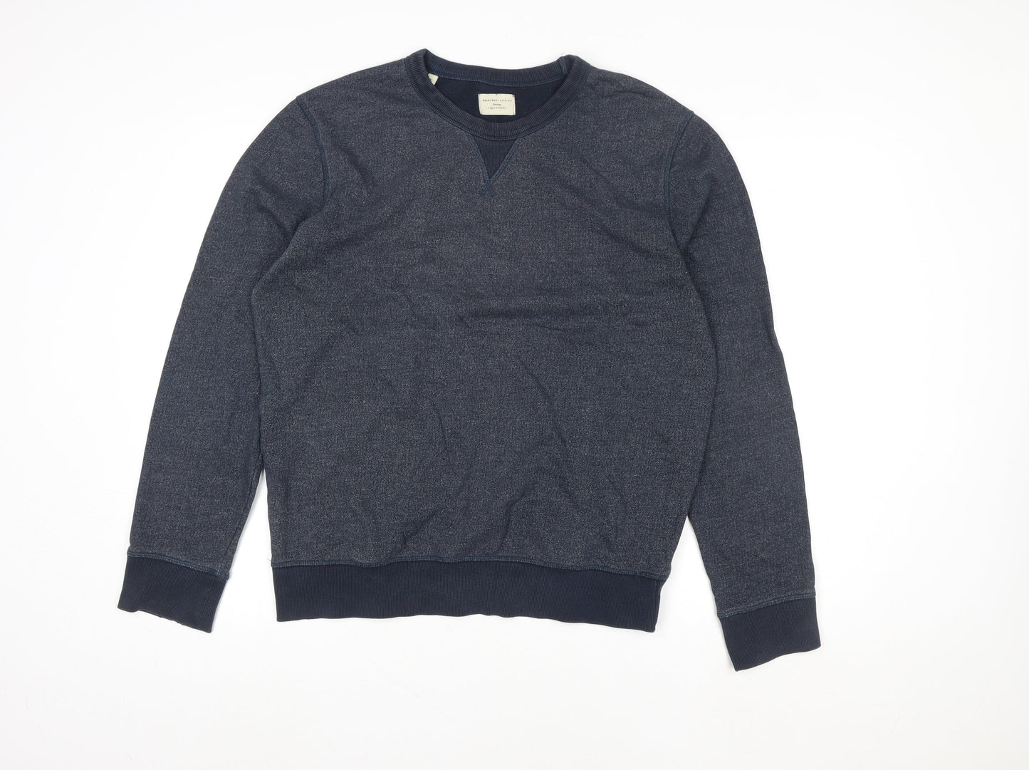 Selected Homme Men's Blue Crew Neck Cotton Sweatshirt Size L