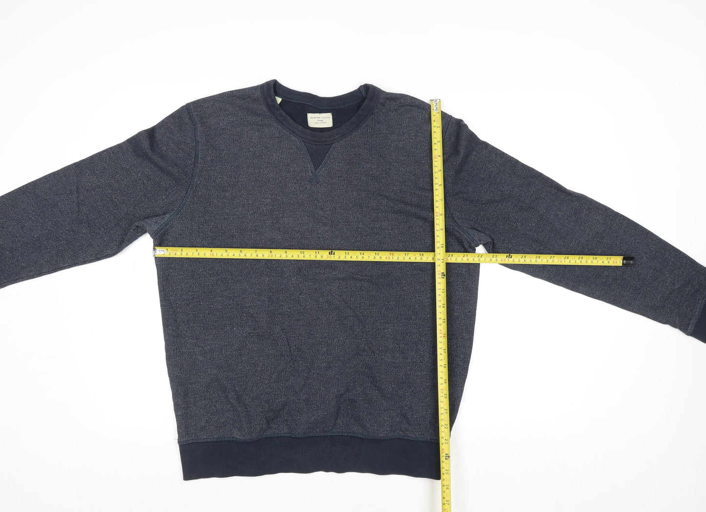 Selected Homme Men's Blue Crew Neck Cotton Sweatshirt Size L