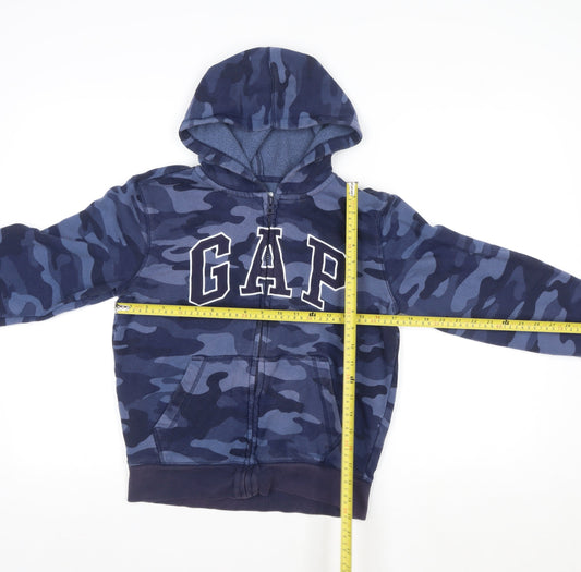 GAP Boys Blue Camouflage Hooded Full Zip Jacket Size 10-11 Years