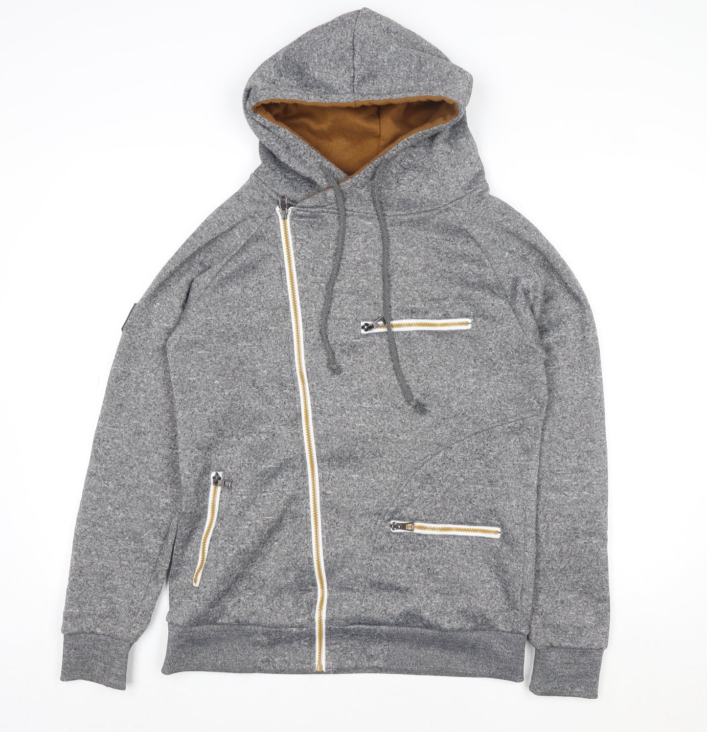 SIMHWRSS Men’s Grey Full Zip Hooded Jacket Size L Cotton Blend