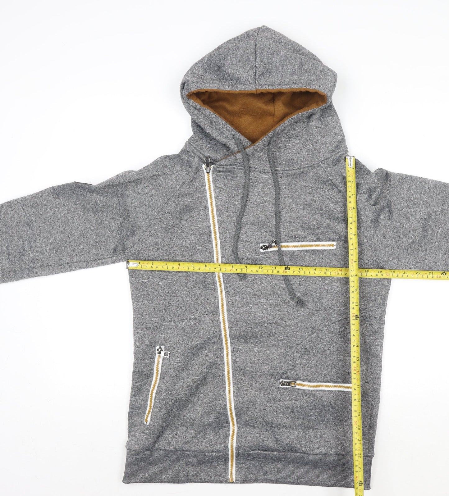 SIMHWRSS Men’s Grey Full Zip Hooded Jacket Size L Cotton Blend