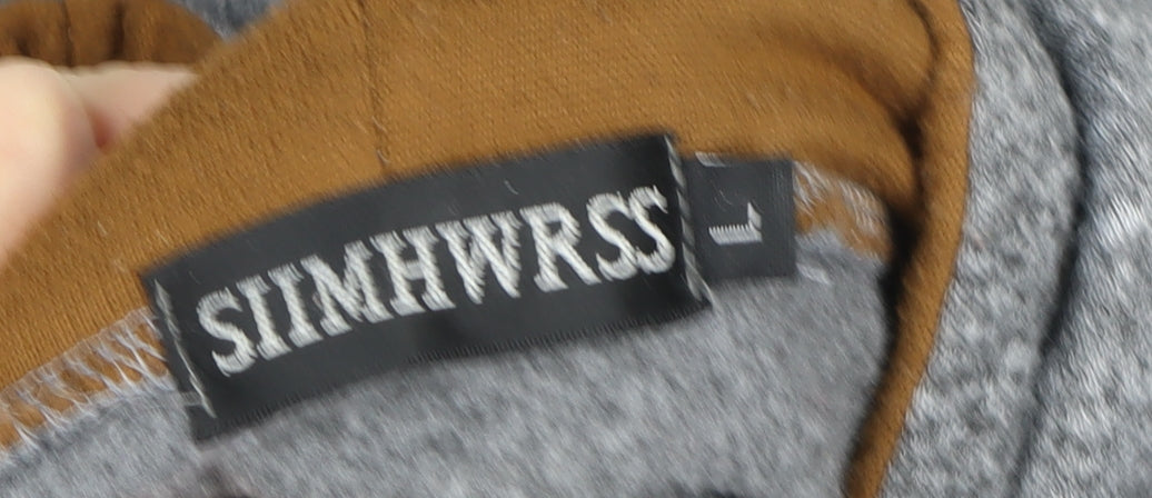 SIMHWRSS Men’s Grey Full Zip Hooded Jacket Size L Cotton Blend