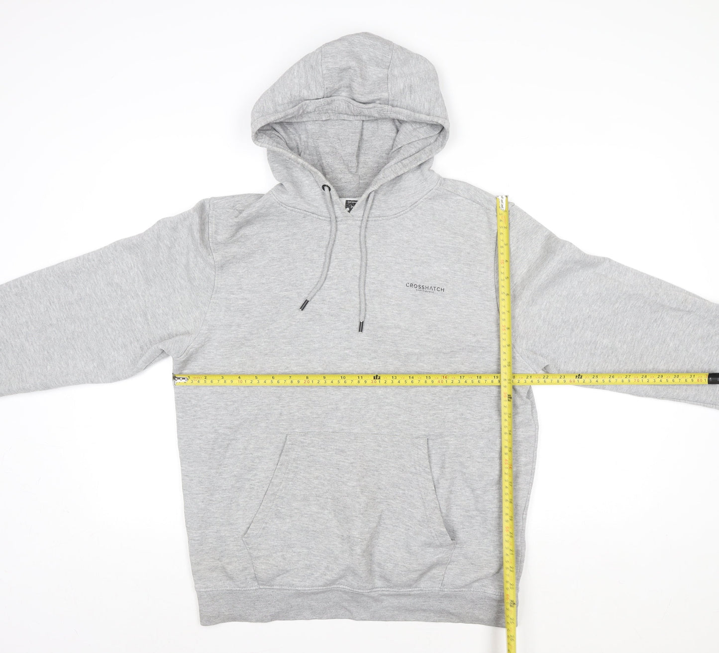 Crosshatch Men's Grey Pullover Hoodie Size L Sustainable Cotton Blend