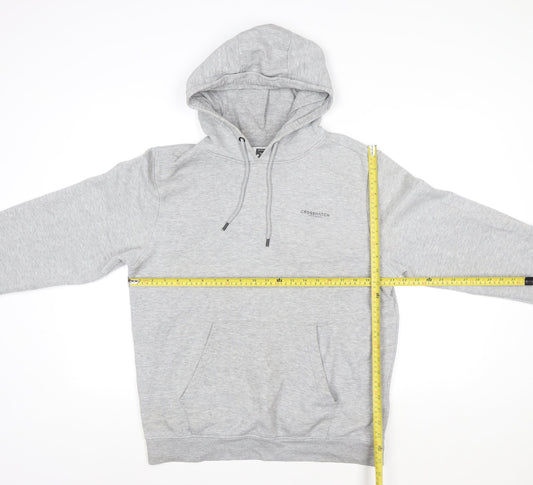 Crosshatch Men's Grey Pullover Hoodie Size L Sustainable Cotton Blend