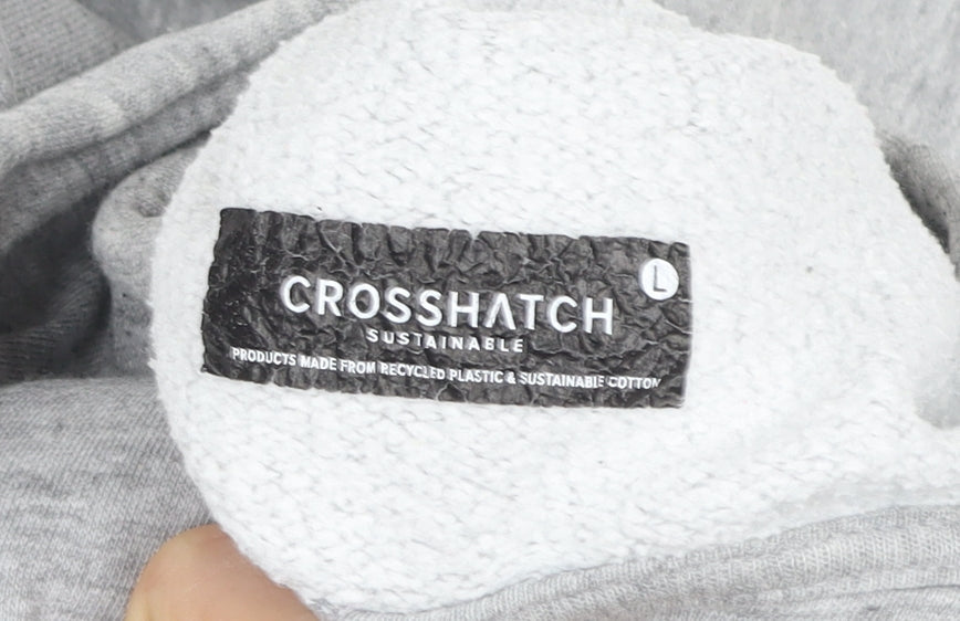 Crosshatch Men's Grey Pullover Hoodie Size L Sustainable Cotton Blend
