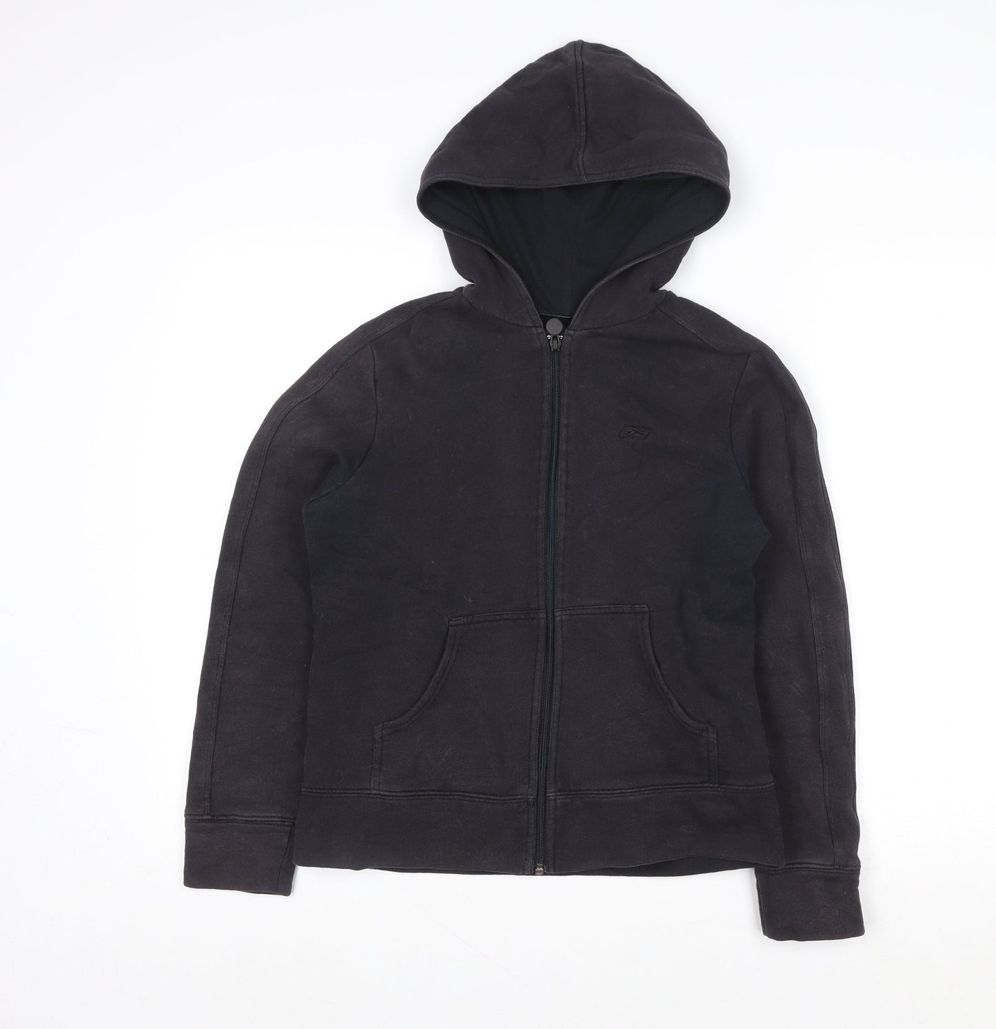 Reebok Men's Black Small Hooded Full Zip Cotton Fleece Jacket