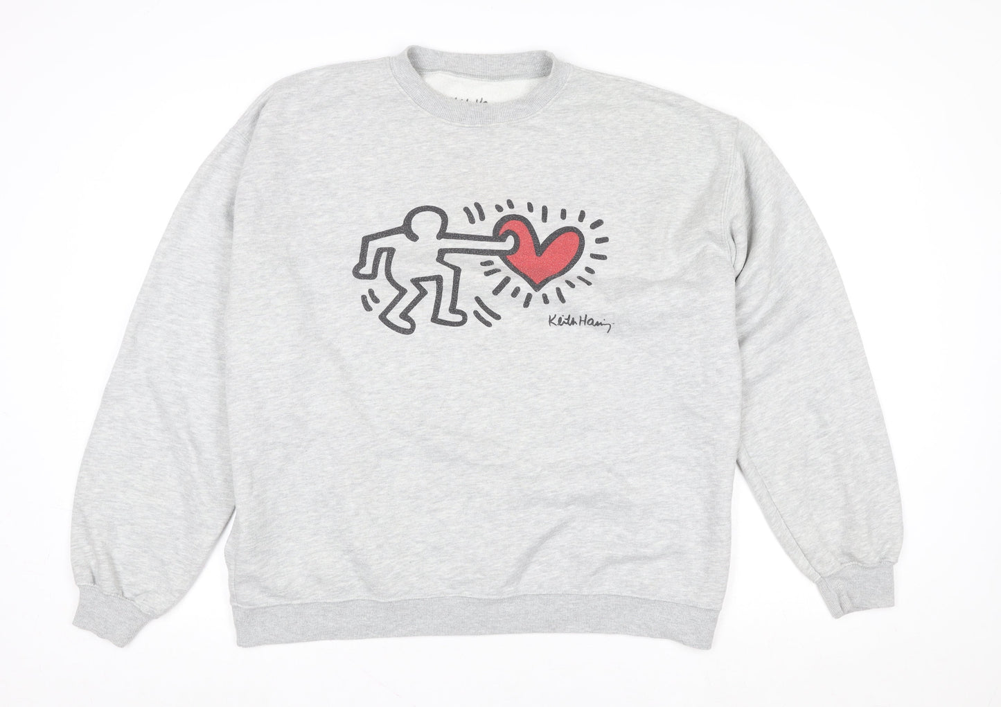 Keith Haring Grey Graphic Pullover Sweatshirt Womens Large