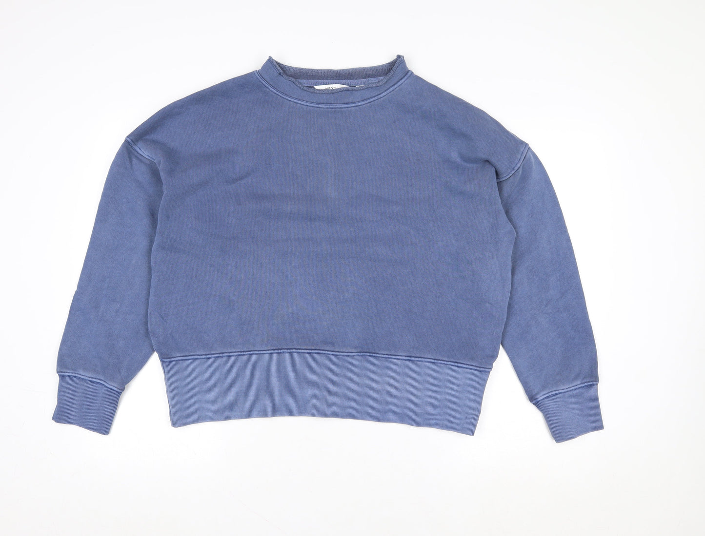 Next Womens Blue Cotton Crew Neck Pullover Sweatshirt Size S