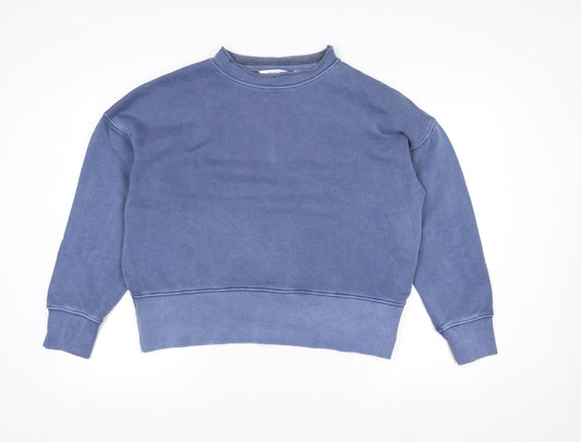 Next Womens Blue Cotton Crew Neck Pullover Sweatshirt Size S
