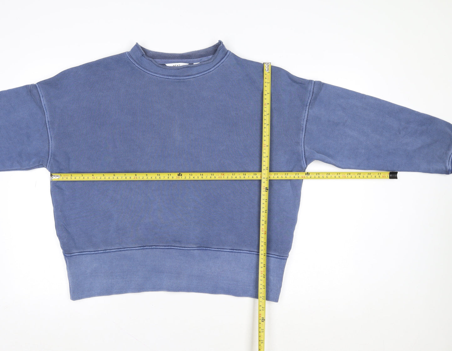 Next Womens Blue Cotton Crew Neck Pullover Sweatshirt Size S