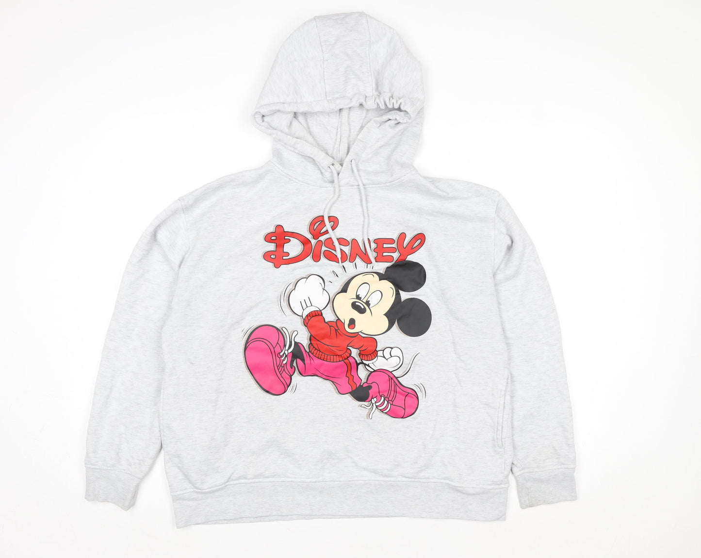 Disney Womens Grey Hoodie Size L 14/16 Minnie Mouse Graphic Pullover