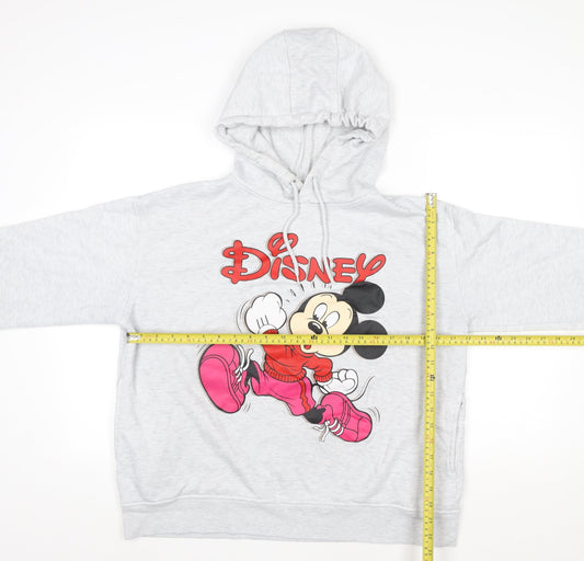 Disney Womens Grey Hoodie Size L 14/16 Minnie Mouse Graphic Pullover