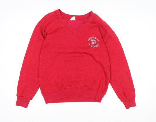 Probert University of London Red V-Neck Womens Sweatshirt Size L