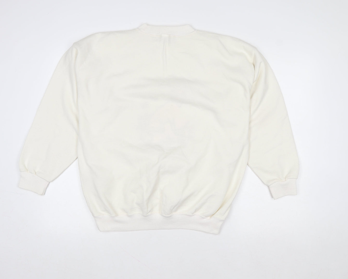 Acorn Leisure Womens Ivory Fox Embroidered Pullover Sweatshirt Size 12