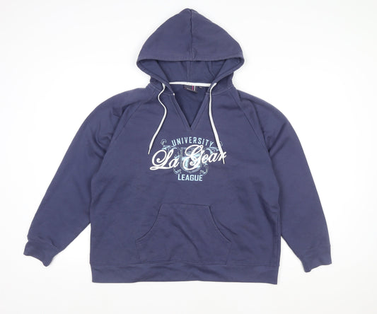 LA Gear Men Blue XL Pullover Hoodie University Sports Fleece