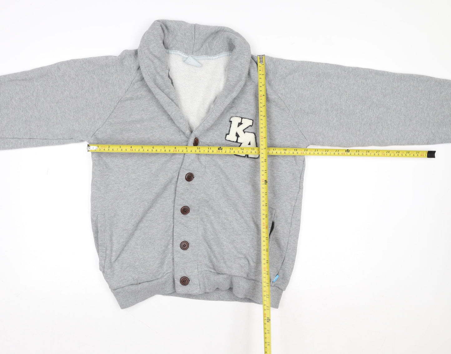 IC Women’s Grey Varsity Jacket Medium Button-Up College Style