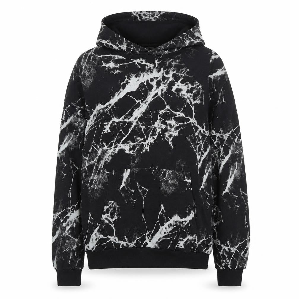 H&M Teen Black Marble Pullover Hoodie 14+ Cotton Blend