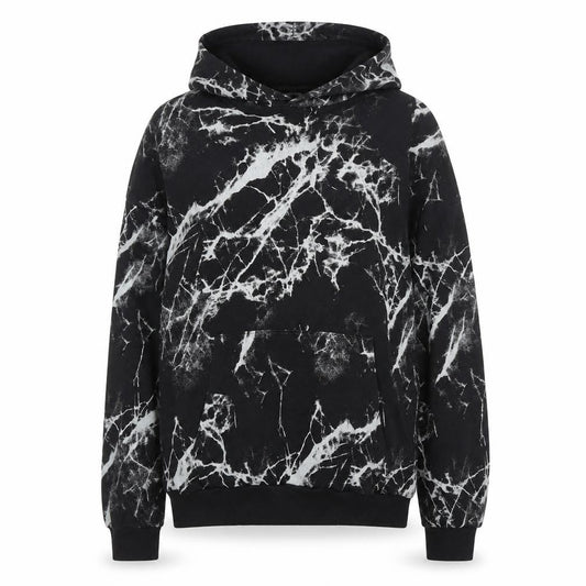 H&M Womens Black Marble Pullover Hoodie 14+ Cotton Blend