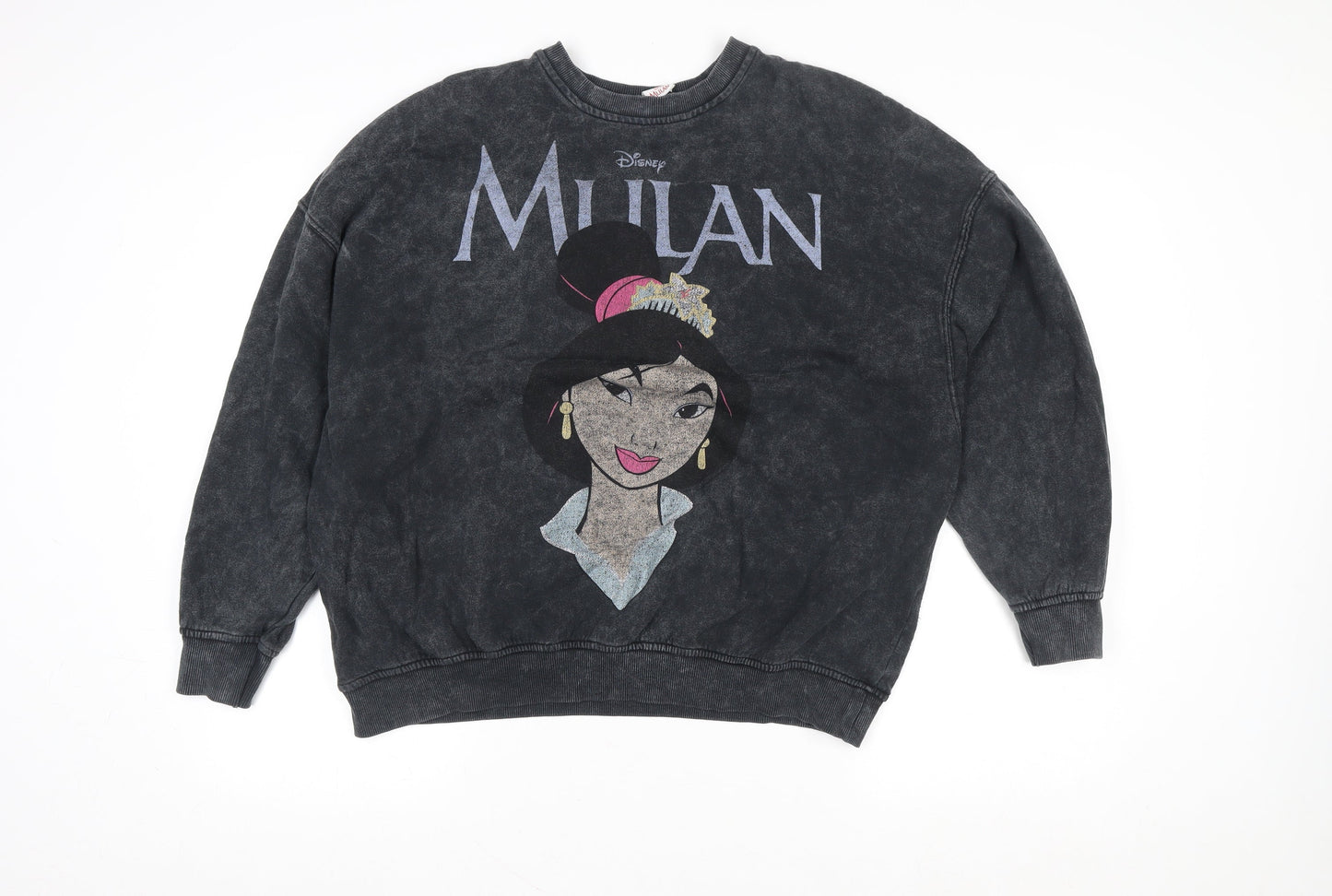 Bershka Women’s Black Mulan Sweatshirt Size S Cotton Blend