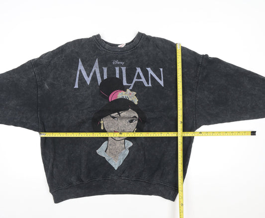Bershka Women’s Black Mulan Sweatshirt Size S Cotton Blend
