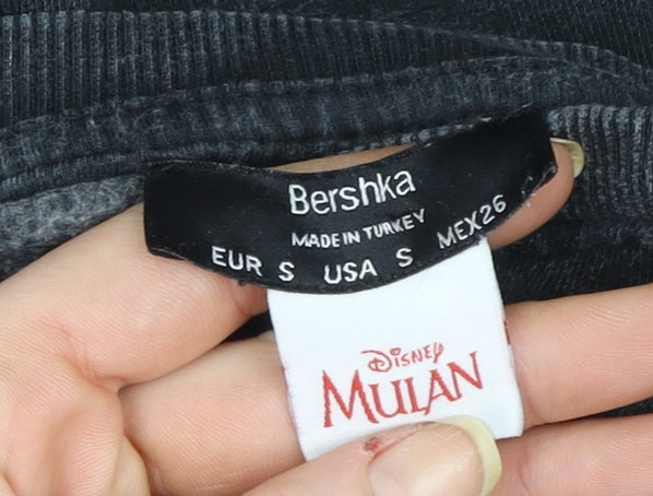 Bershka Women’s Black Mulan Sweatshirt Size S Cotton Blend