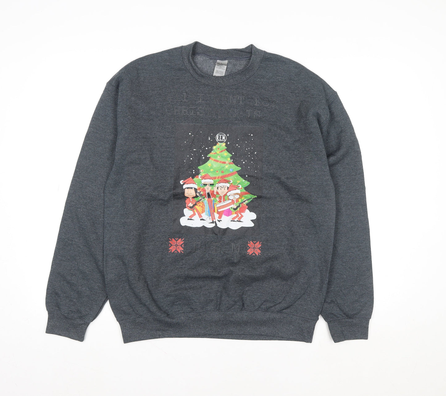 Gildan Women's Grey Christmas Graphic Pullover Sweatshirt M