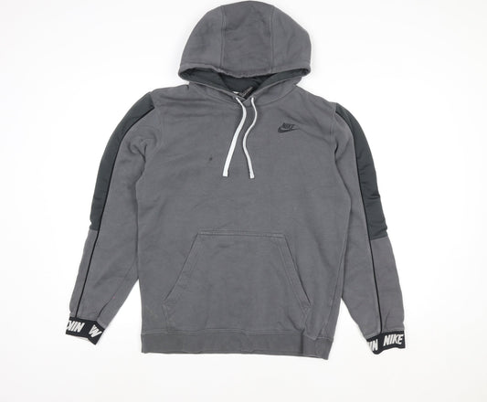 Nike Women's Grey Pullover Hoodie Medium Cotton Blend Logo Design