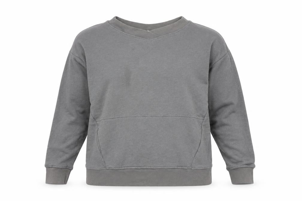 Fabletics Women Grey V-Neck Pullover Sweatshirt Size S