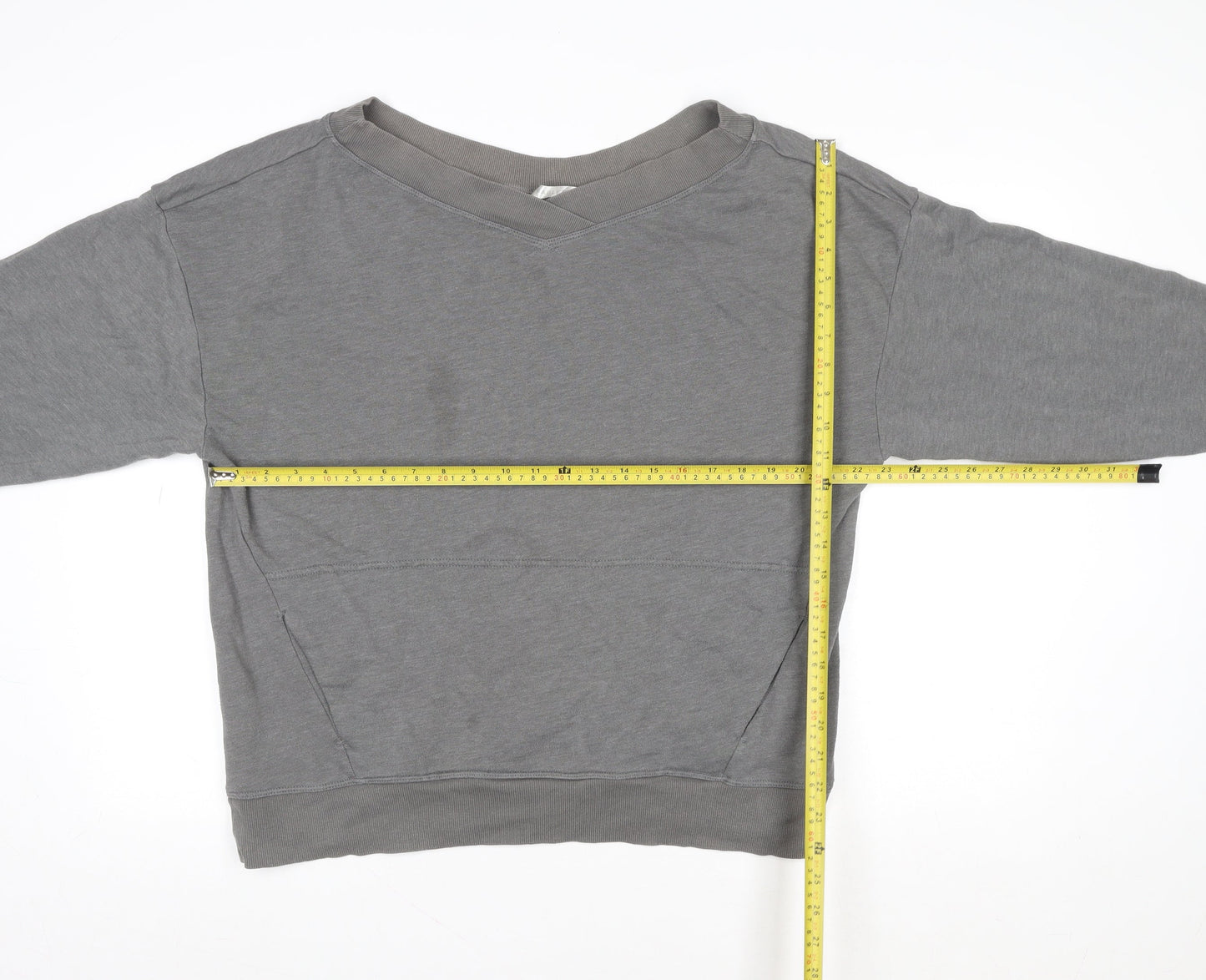 Fabletics Women Grey V-Neck Pullover Sweatshirt Size S