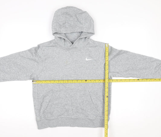 Nike Boys Grey Pullover Hoodie 10-12 Years Cotton Blend Logo Sweater