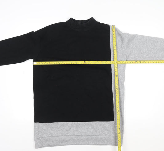 Topshop Women Black Grey Colourblock Crew Neck Long Sleeve Sweatshirt UK 10