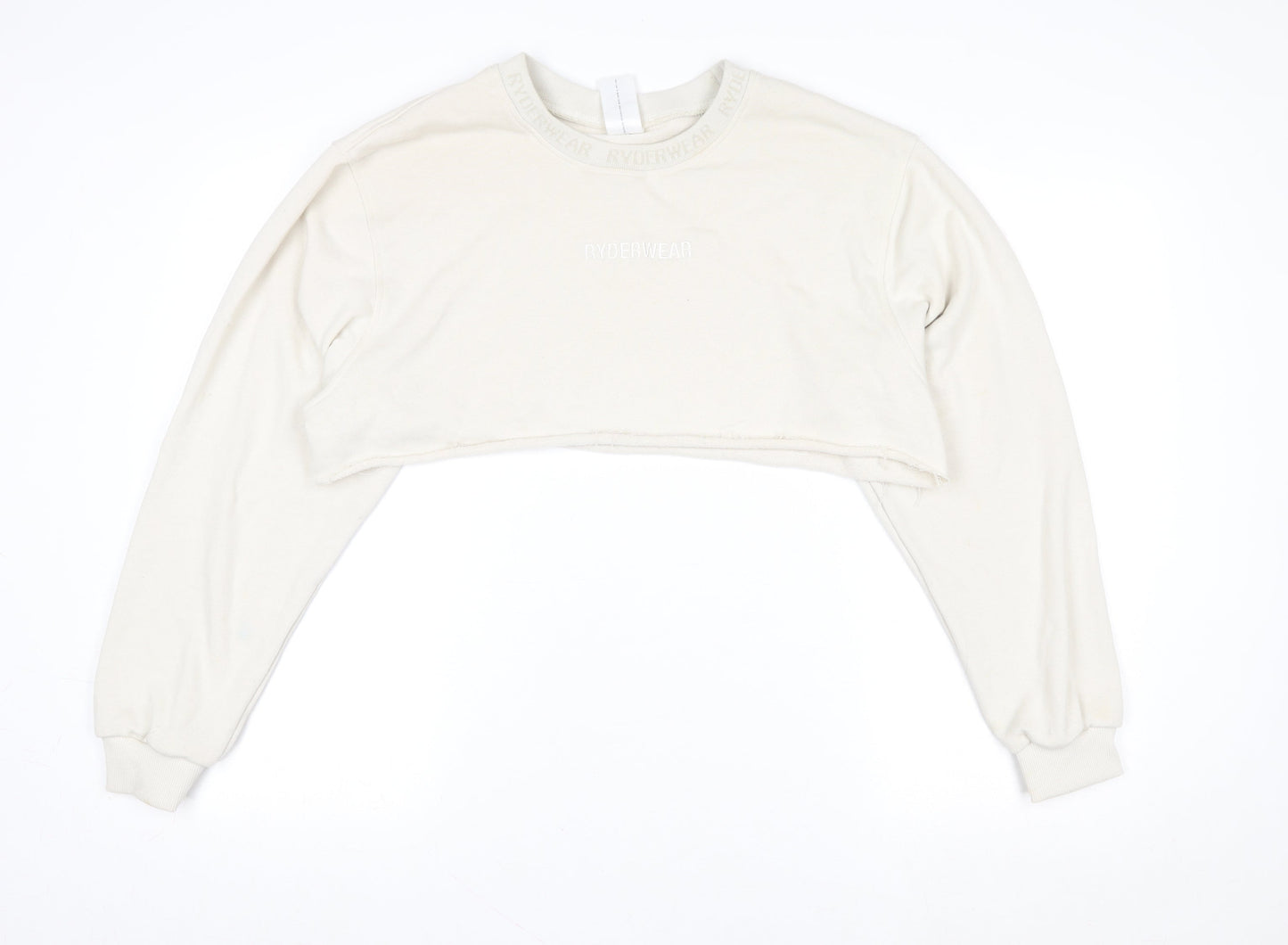 Ryderwear Women's Beige Cropped Pullover Sweatshirt Size S