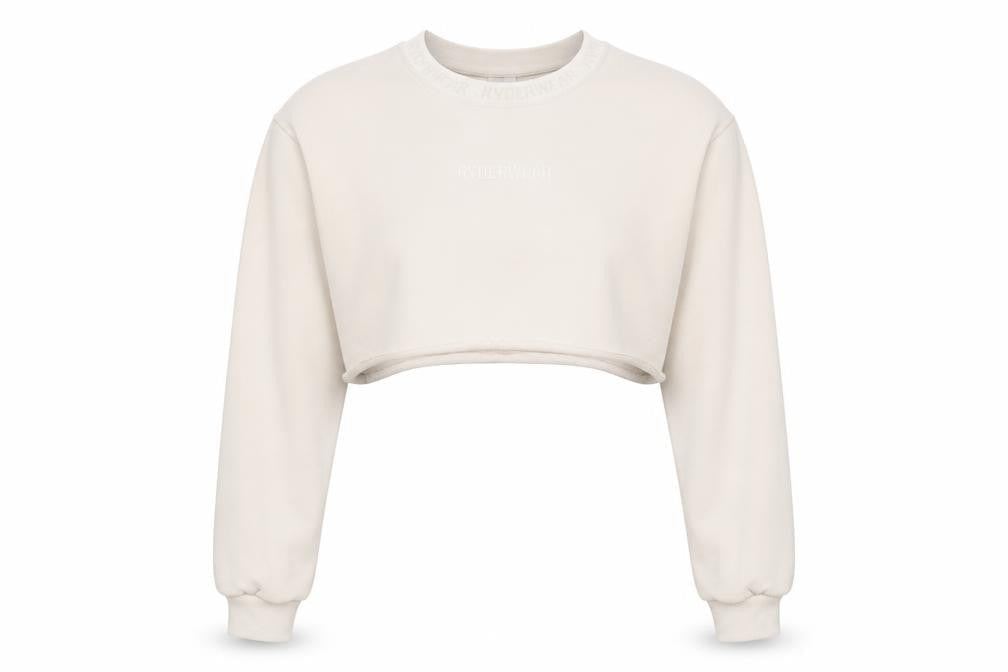 Ryderwear Women's Beige Cropped Pullover Sweatshirt Size S