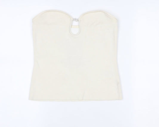 H&M Women’s Ivory Strapless Camisole Top Size M Slim Fit