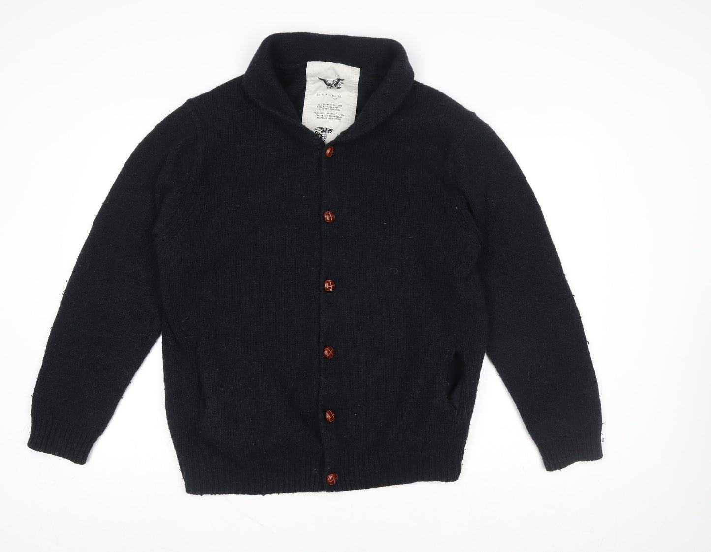 FCUK Women’s Black Wool Knit Button Jacket Size XL
