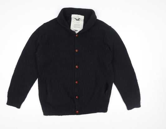 FCUK Women’s Black Wool Knit Button Jacket Size XL