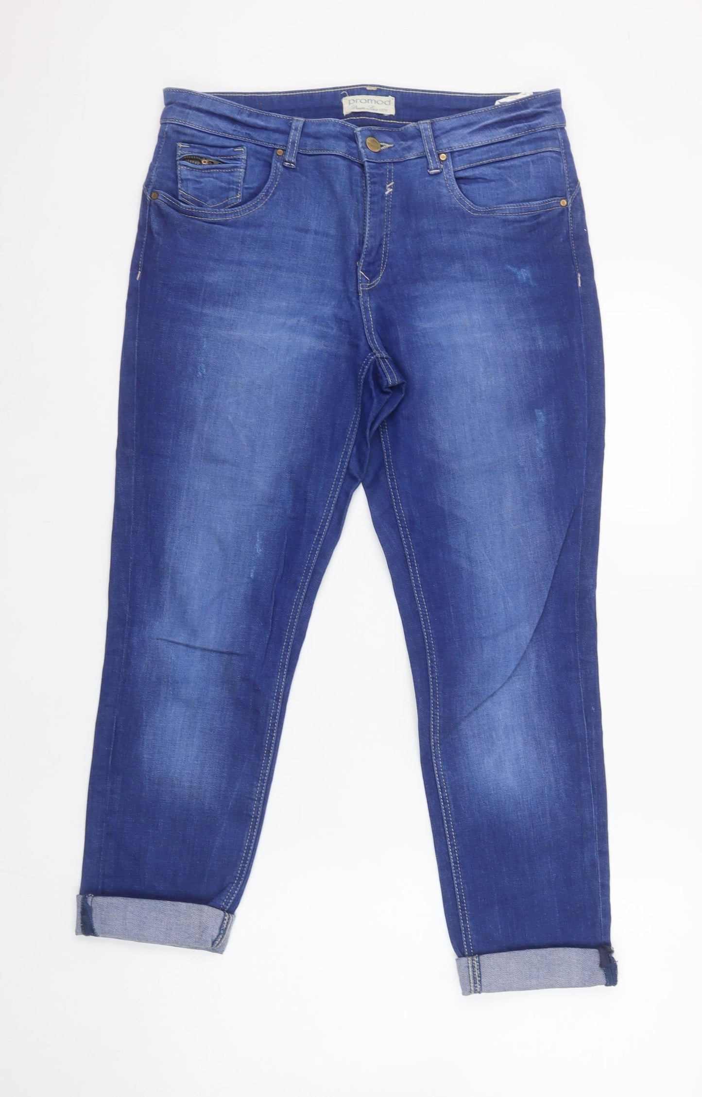 Promod Womens Blue Mid Rise Boyfriend Jeans Size 12
