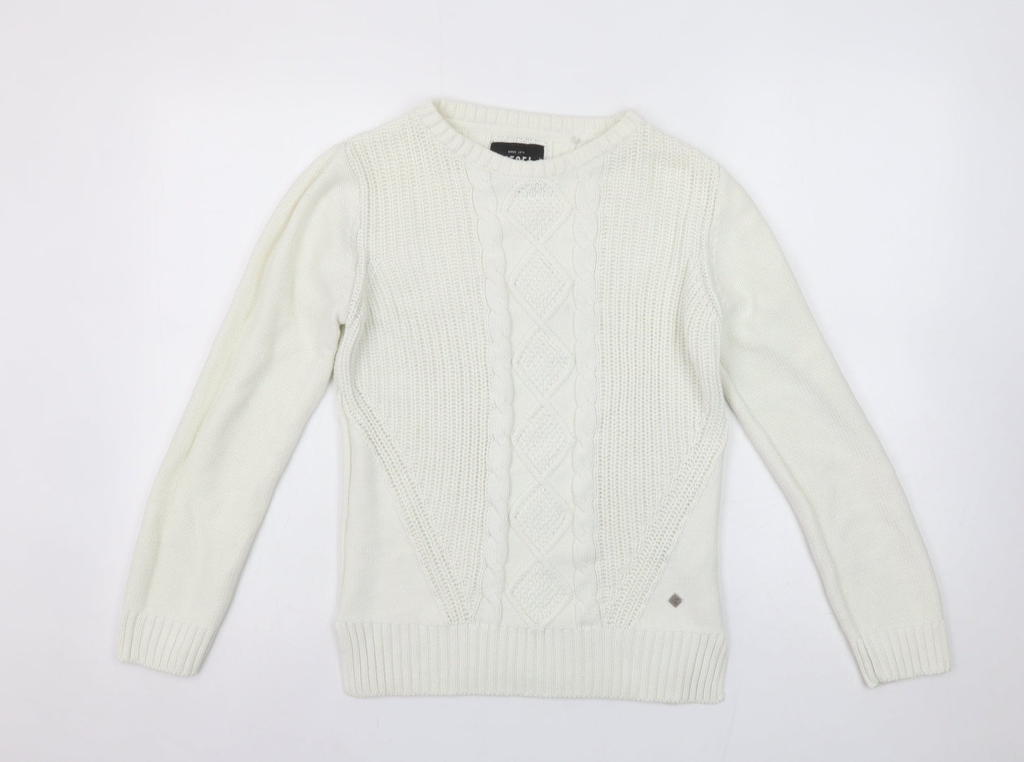 Diesel Womens Ivory Cable-Knit Crew Neck Jumper Size S