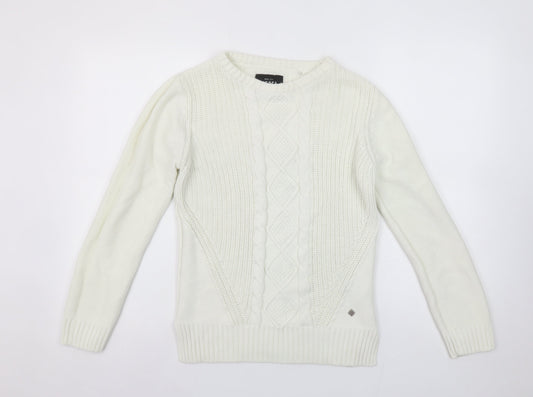 Diesel Womens Ivory Cable-Knit Crew Neck Jumper Size S