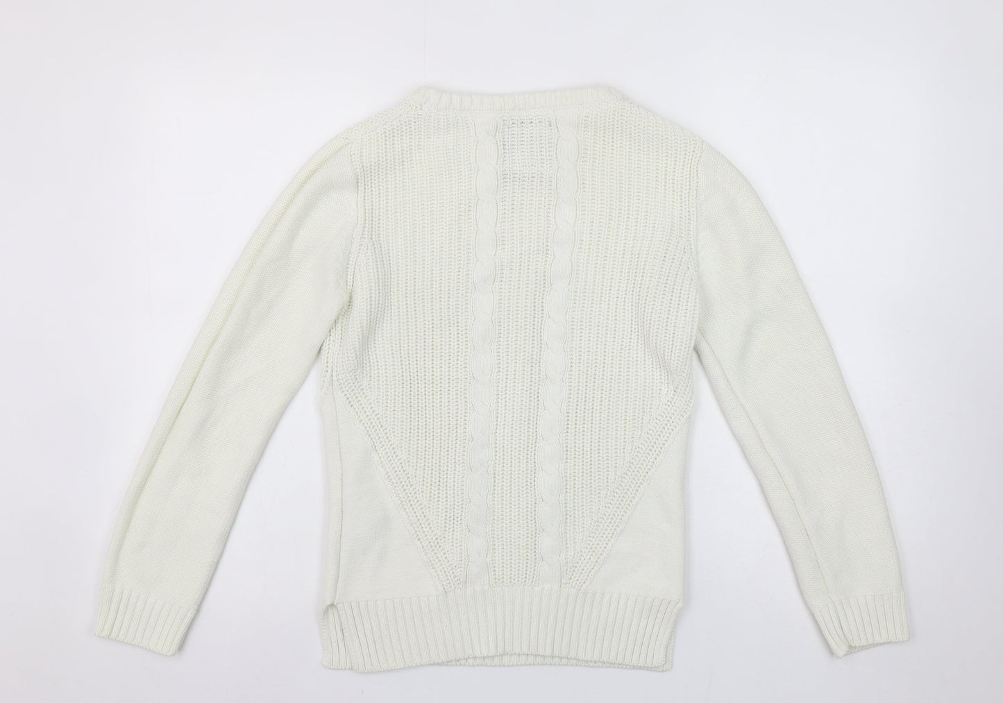 Diesel Womens Ivory Cable-Knit Crew Neck Jumper Size S