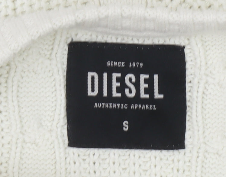 Diesel Womens Ivory Cable-Knit Crew Neck Jumper Size S