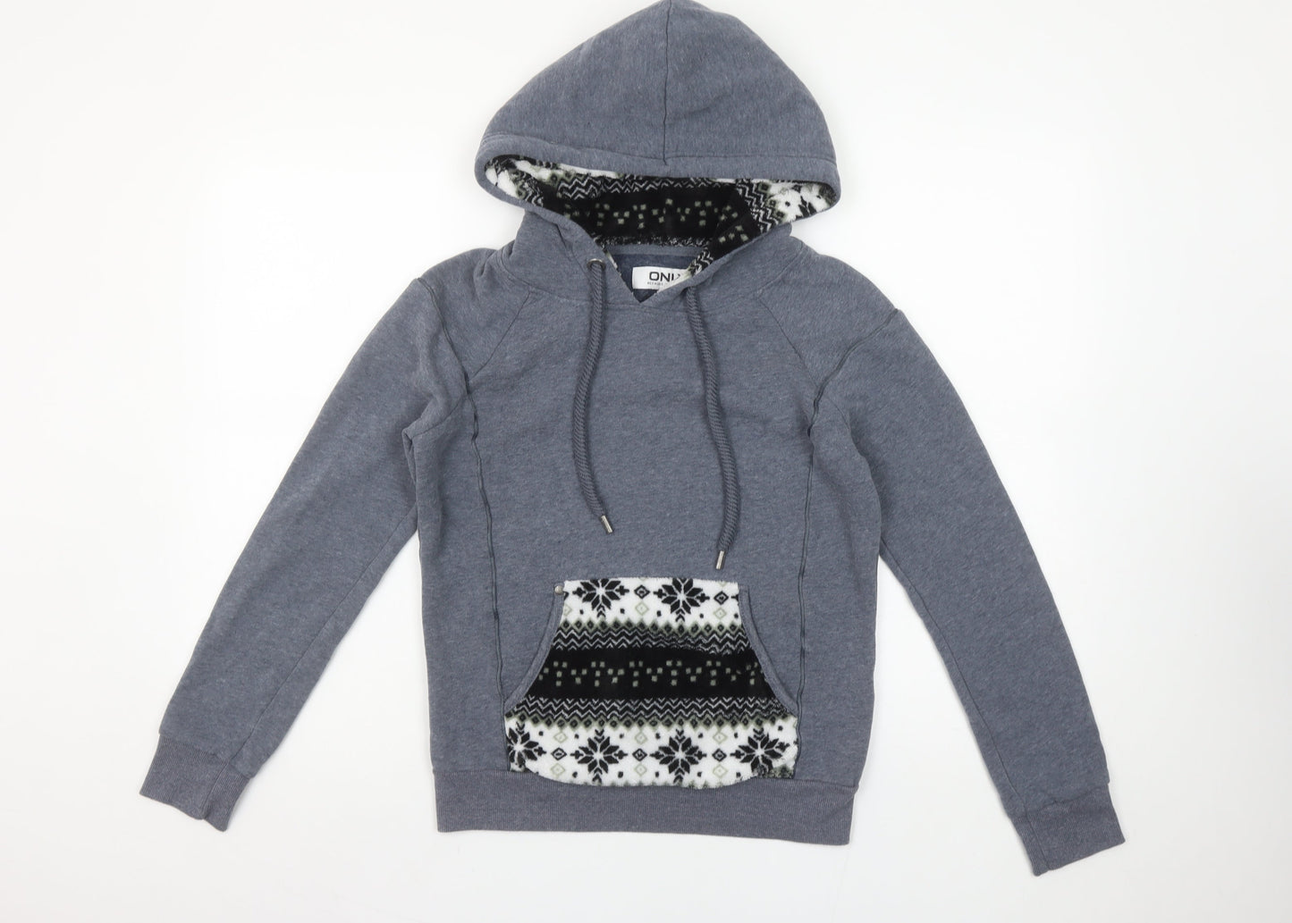 ONLY Women's Grey Fleece Lined Pullover Hoodie Size S
