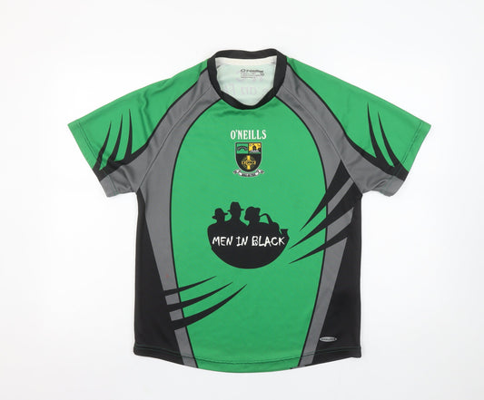 O'Neills Women's Green Sports Jersey T-Shirt Size 10 Raglan Crew Neck