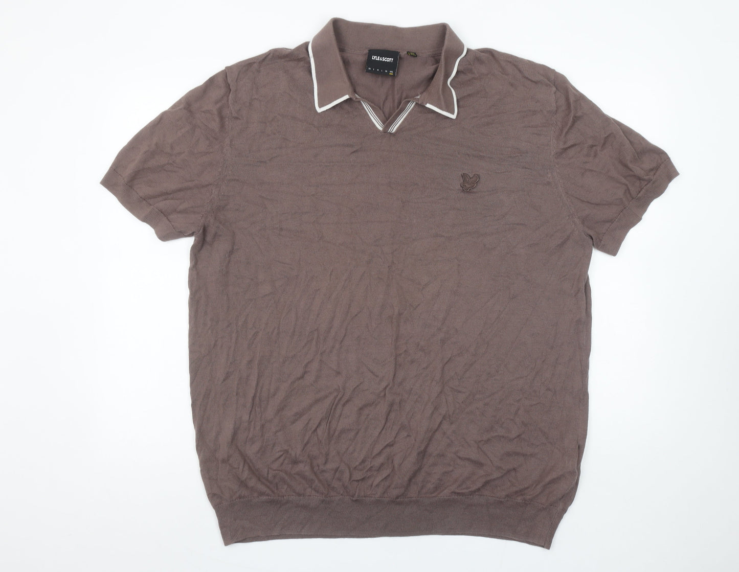 Lyle & Scott Men's Brown Cotton Collared Short Sleeve Polo Shirt XL