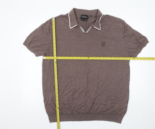 Lyle & Scott Men's Brown Cotton Collared Short Sleeve Polo Shirt XL