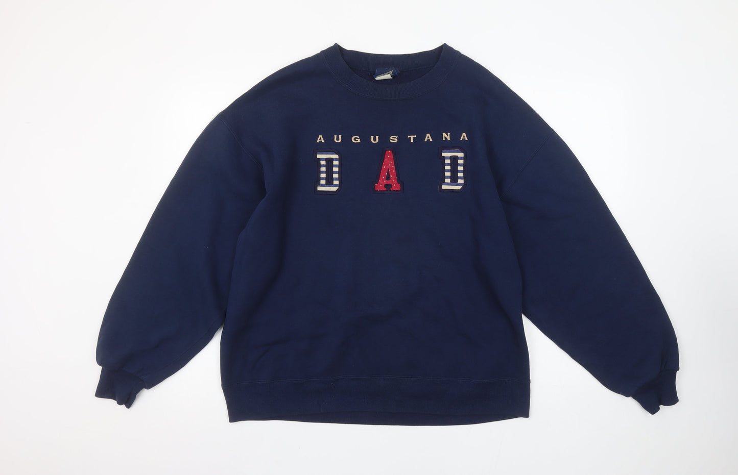 Famous Sportswear Men’s Blue Pullover Sweatshirt L Embroidered Augastana Dad