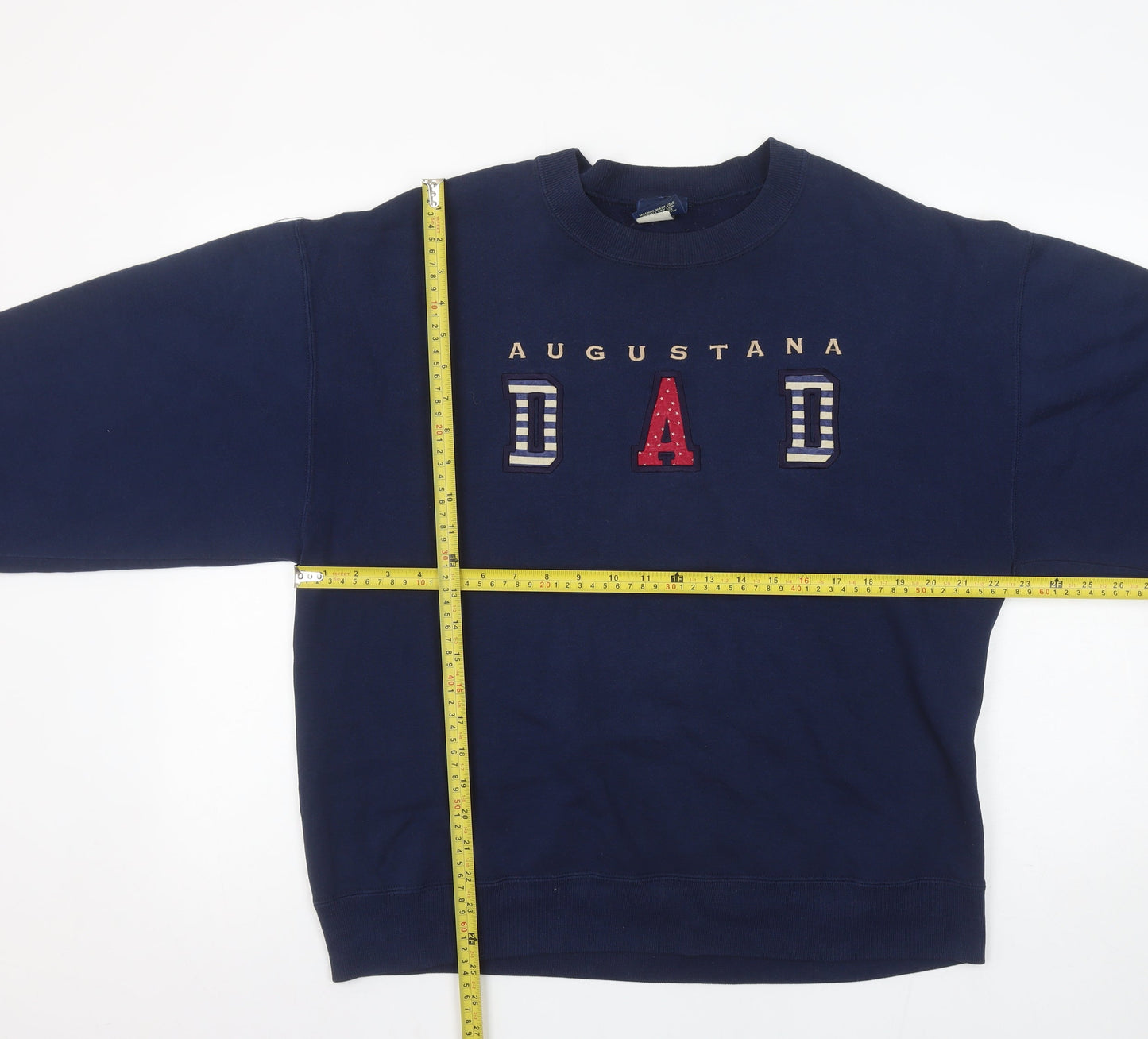 Famous Sportswear Men’s Blue Pullover Sweatshirt L Embroidered Augastana Dad