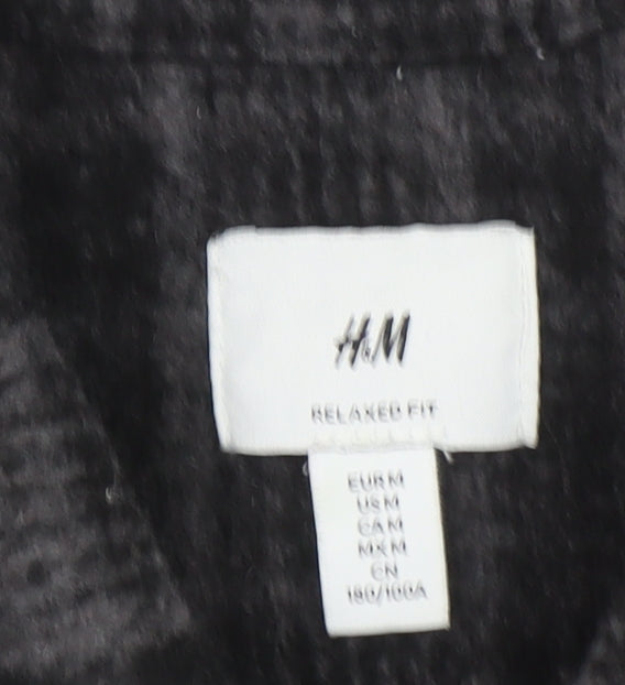 H&M Men Grey Check Relaxed Fit Full Zip Jacket Size M