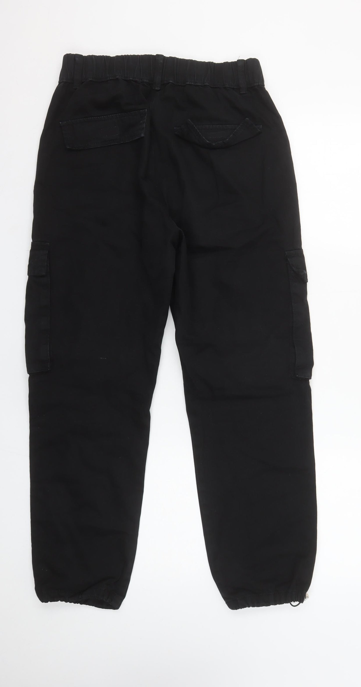 Bershka Womens Black Cargo Trousers Size 10 Relaxed Fit Utility Style