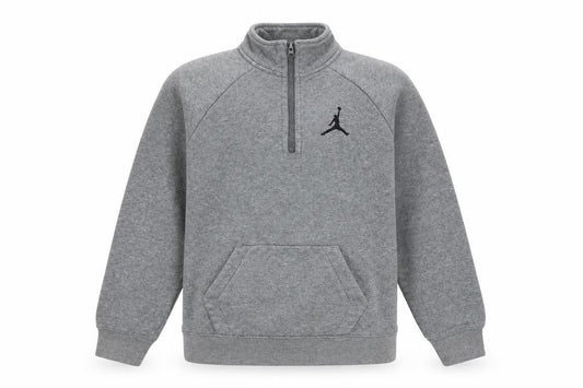 Front view of Jordan boys’ grey 12-13 years 1/2 zip fleece sweatshirt